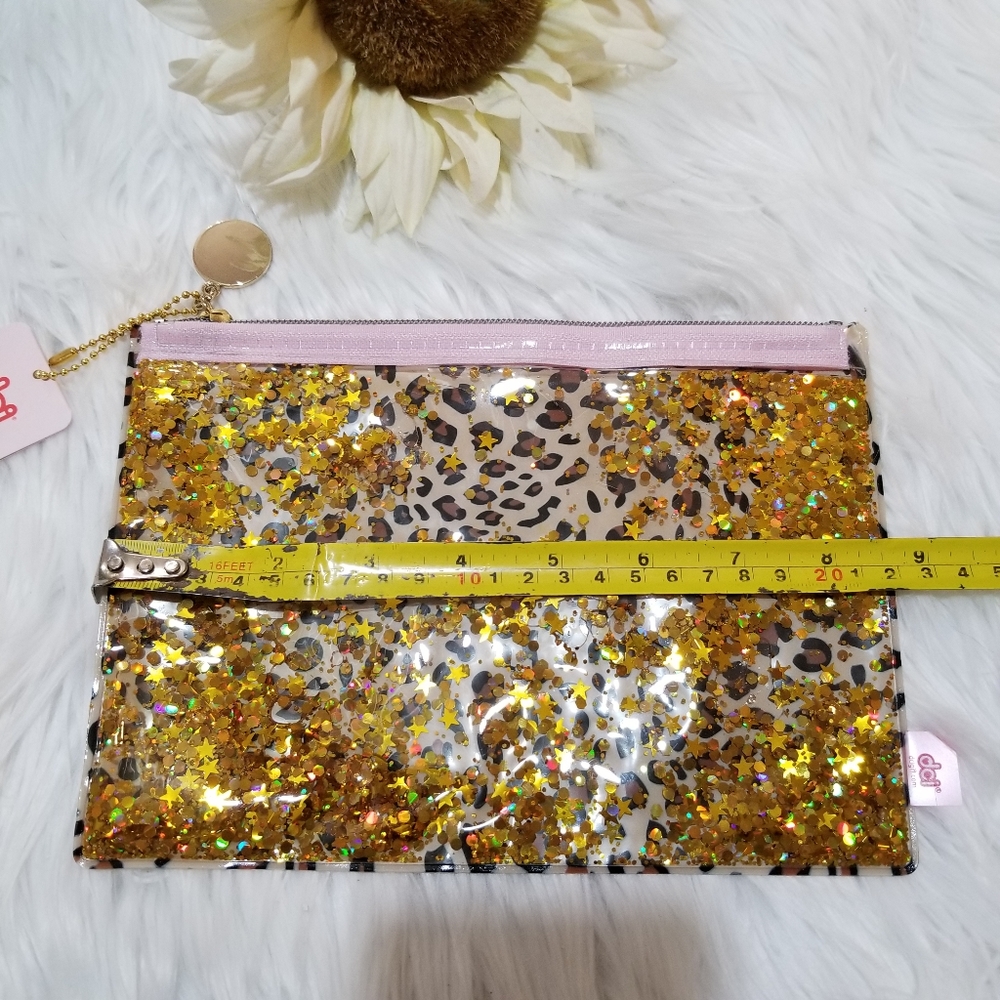 DCI Animal prints Cosmetic And Makeup Bag with Floating Gold Glitters New! - Picture 10 of 11